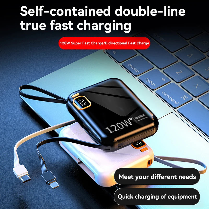 Xiaomi 120W 50000mAh Portable Power Bank High Capacity Cable Two-way Fast Charging Mini Powerbank for iPhone Samsung ﻿2024