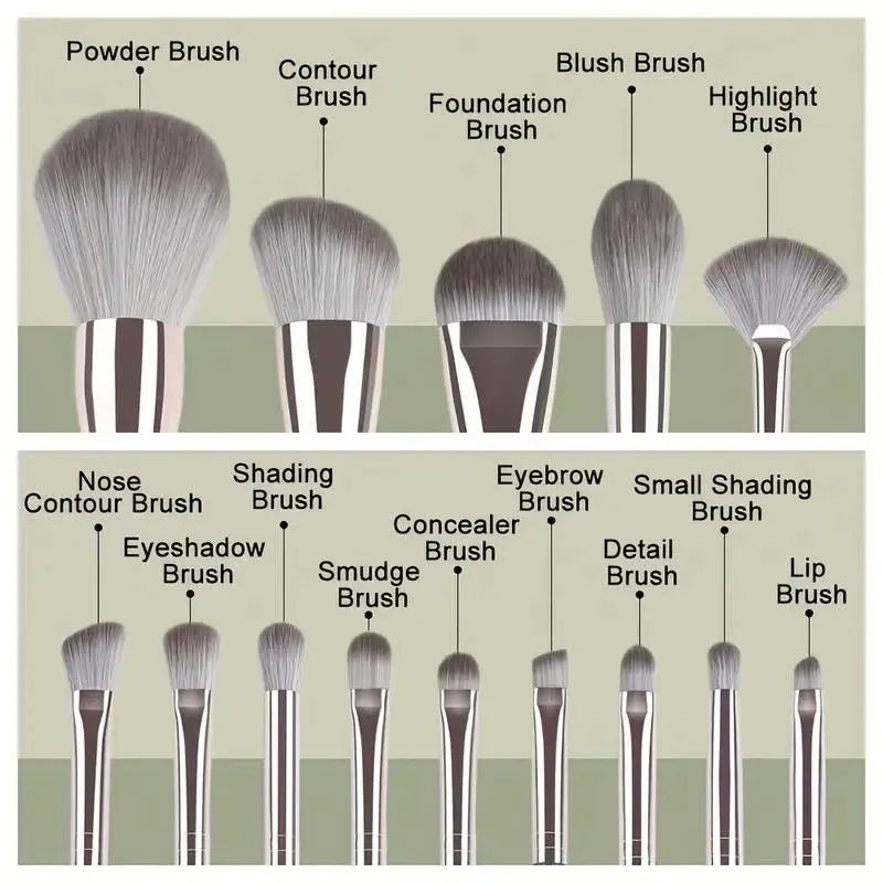 14Pcs Makeup Brushes Soft Fluffy Cosmetic Powder Eye Shadow Foundation Blush Blending Beauty Make Up Brush With Powder Puff Idea