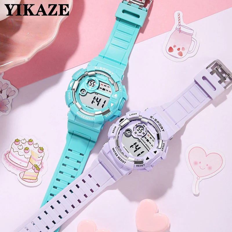 YIKAZE Kids Watches Fashion Luminous Waterproof Alarm Clock  Watches Boys and Girls Student Smart Electronic Watch Gift