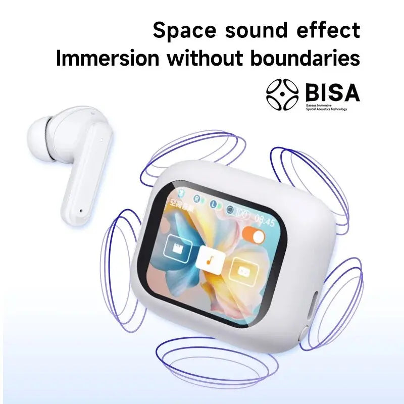 New Full In Touch Screen Headphone  Bluetooth5.4 Noise Cancelling Earphone Wireless InEar ENC Earbuds With Mic