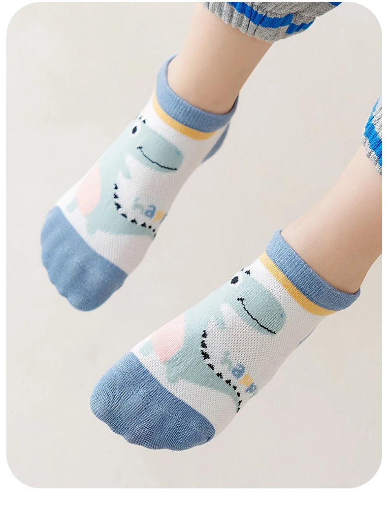 10pairs Children's Socks Thin Cotton Socks Breathable Short Socks Unisex Wear Cute Girls Socks Cartoon Boys Socks