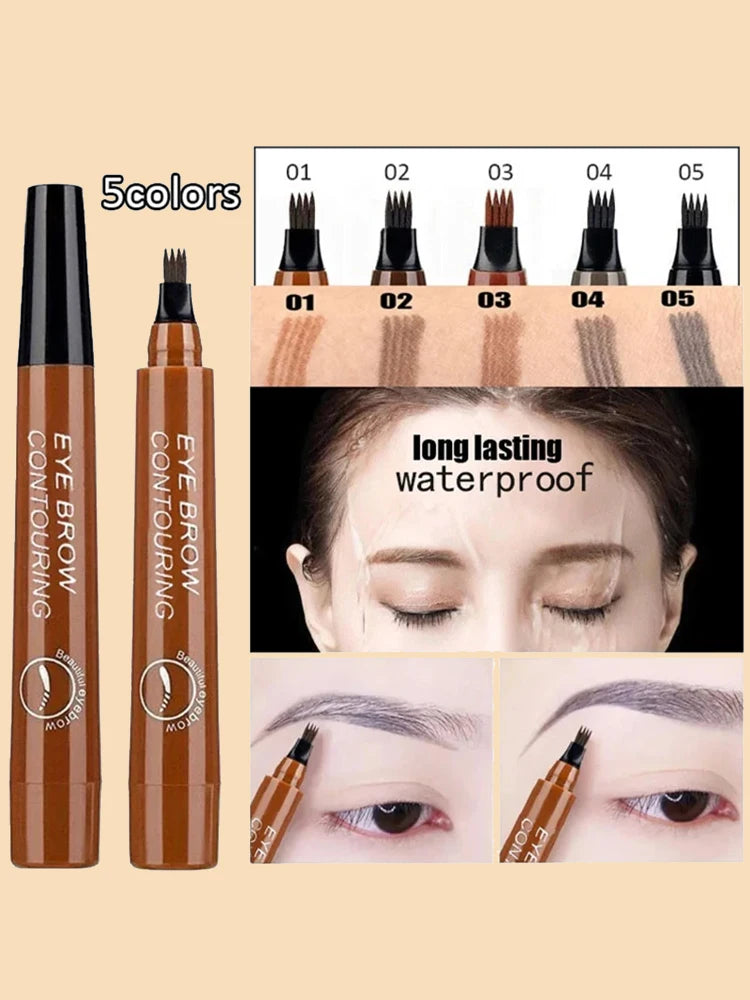 4 Point Eyebrow Pencil Enhance Eyebrow Waterproof Liquid Eyebrow Pen Natural Makeup Long Lasting Makeup Fashion Girl Brow Pencil