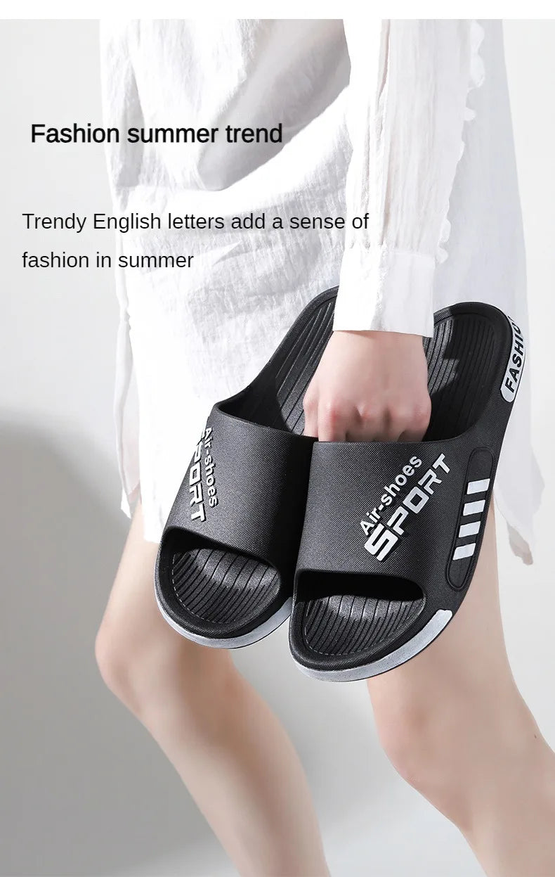 Fashion Men's Slippers PVC Soft Sole Non-slip Slides Casual Outdoor Beach Flip Flops Home Bathroom Couples Slippers New Sandal