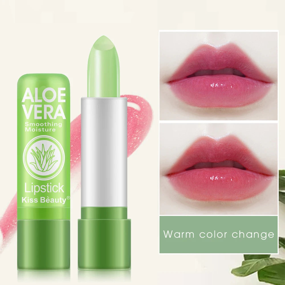 Aloe Vera Color Changing Lipstick Is Not Easy To Fade Lipstick Long Lasting Moisturizing Temperature Color Nourish Lip Balm 1PCS