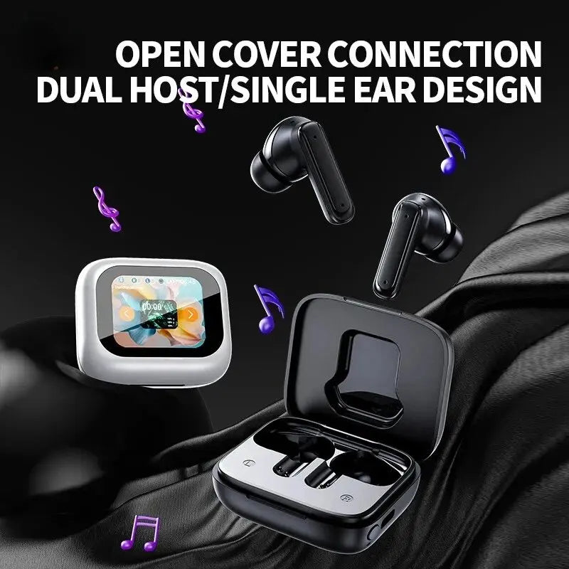 New Full In Touch Screen Headphone  Bluetooth5.4 Noise Cancelling Earphone Wireless InEar ENC Earbuds With Mic