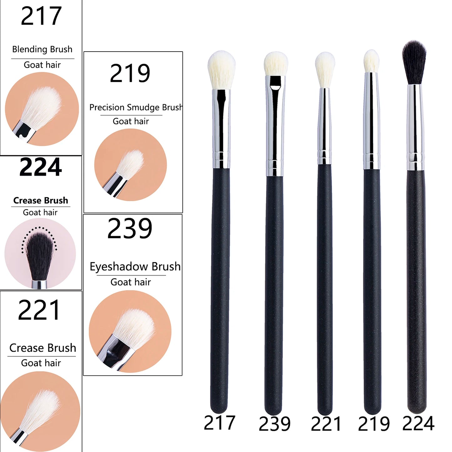 Makeup Eyeshadow Brushes Flat Eye Shadow Shader crease Blending Brushes Goat Hair Eye Shadow Liquid Cream Powder Make Up Tool