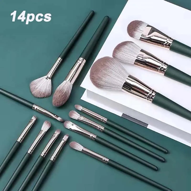 14Pcs Makeup Brushes Soft Fluffy Cosmetic Powder Eye Shadow Foundation Blush Blending Beauty Make Up Brush With Powder Puff Idea