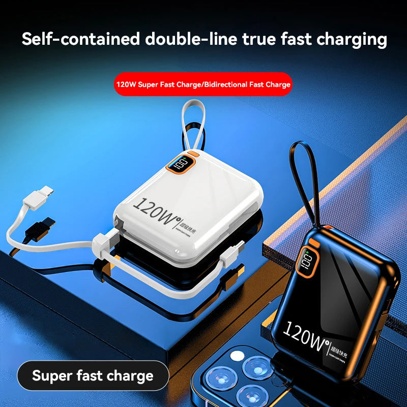 Xiaomi 120W 50000mAh Portable Power Bank High Capacity Cable Two-way Fast Charging Mini Powerbank for iPhone Samsung ﻿2024