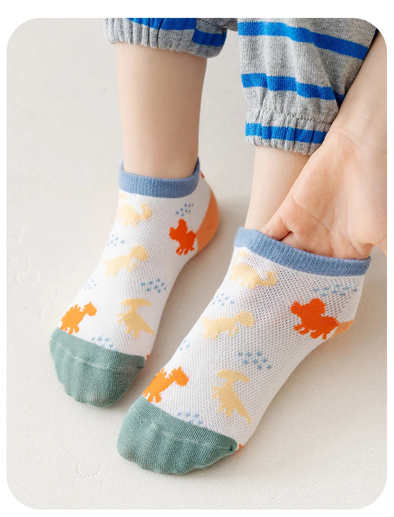 10pairs Children's Socks Thin Cotton Socks Breathable Short Socks Unisex Wear Cute Girls Socks Cartoon Boys Socks