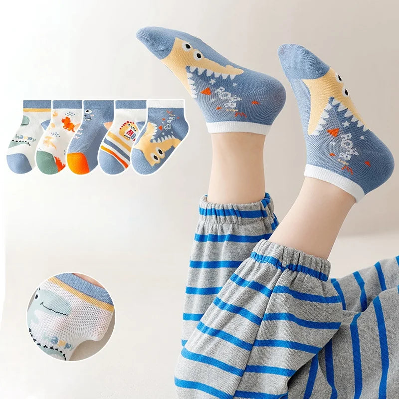 10pairs Children's Socks Thin Cotton Socks Breathable Short Socks Unisex Wear Cute Girls Socks Cartoon Boys Socks