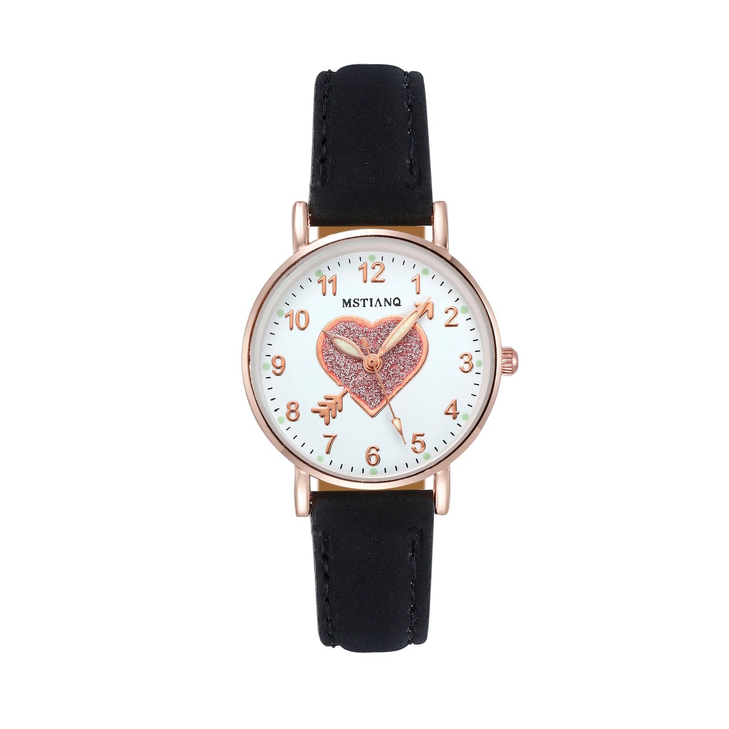 Cute Heart-shaped Dial Glowing Children's Watch Luminous Fluorescent Female Student Fashion Watch Simple love at first sight