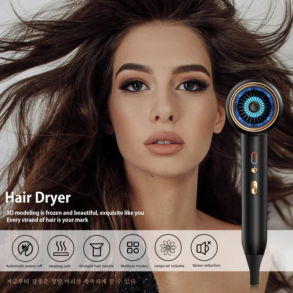 Professional Hair Dryer Hot Cold Wind Air Brush Hairdryer Negative Lonic Blow Dryer  Strong PowerDryer Salon Tool 2400W 3th Gear