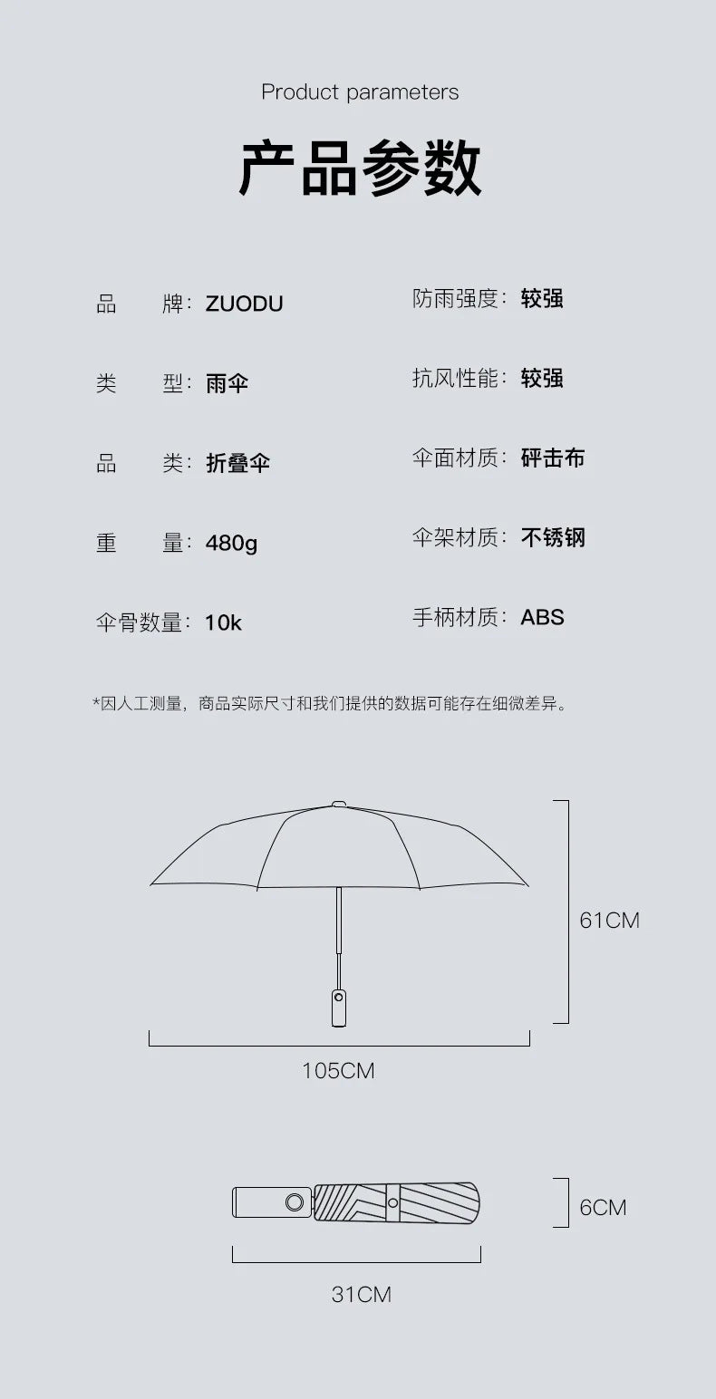 Xiaomi Umbrella for Night Reinforced Thickened Sunny Rain Umbrella Light Automatic Shrinkable Extra Large Folding Umbrella