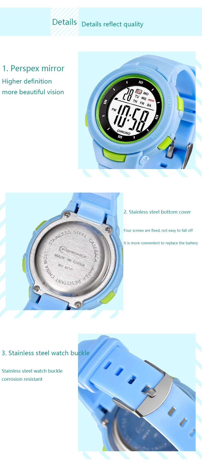 UTHAI CE49 Kids Watches Fashion Luminous Waterproof Alarm Clock Smart Watches Boys and Girls Student Electronic Watch Gift