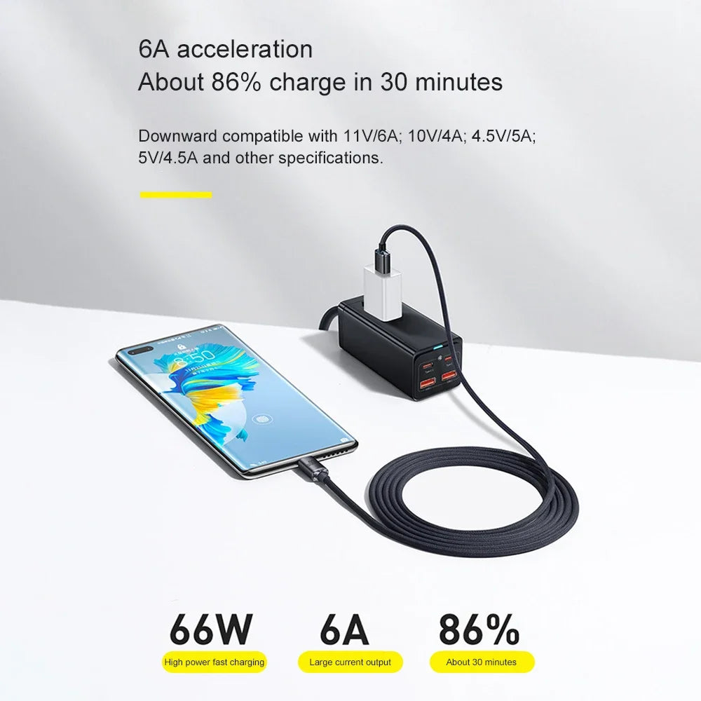 6A 120W Super Fast Charging Data Cable USB C Cable Super Fast Charger Cable For Huawei Glory Type-C Flash Charging Cable 2024