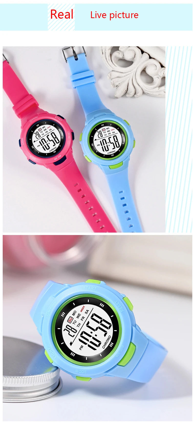 UTHAI CE49 Kids Watches Fashion Luminous Waterproof Alarm Clock Smart Watches Boys and Girls Student Electronic Watch Gift