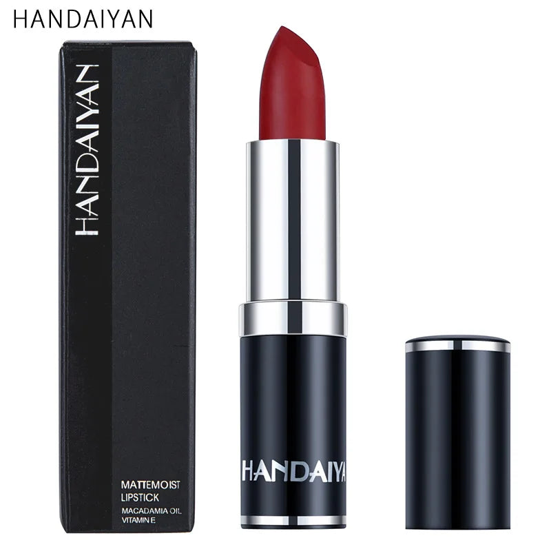 Handaiyan Sexy Nude Red Brown Purple Lipgloss Matte Lip Gloss Velvety Lipstick Matte Waterproof Makeup Long Lasting Cosmetic