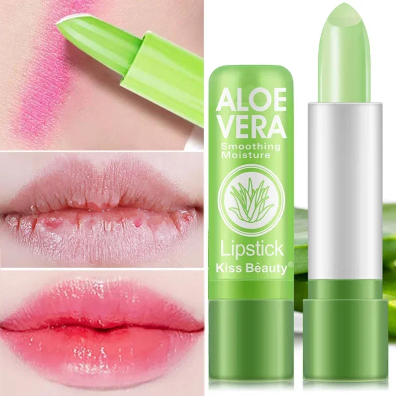 Aloe Vera Color Changing Lipstick Is Not Easy To Fade Lipstick Long Lasting Moisturizing Temperature Color Nourish Lip Balm 1PCS