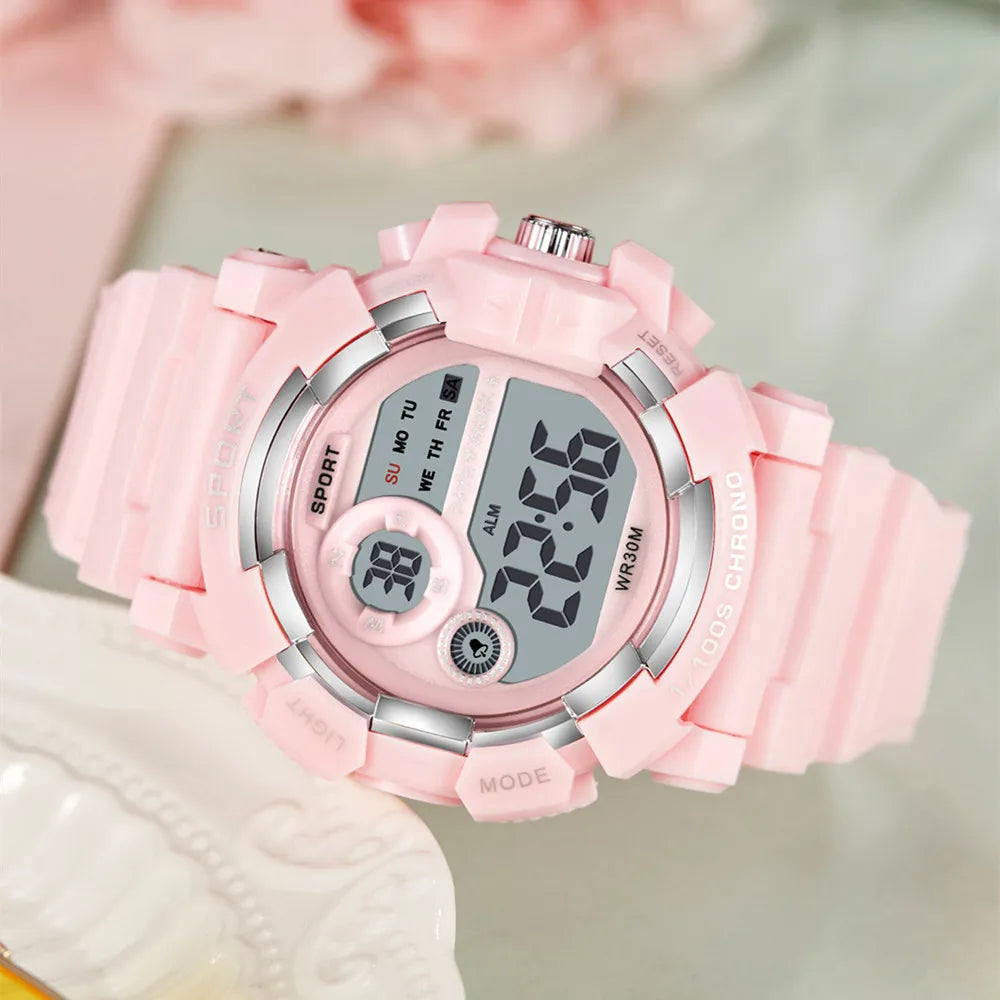 YIKAZE Kids Watches Fashion Luminous Waterproof Alarm Clock  Watches Boys and Girls Student Smart Electronic Watch Gift