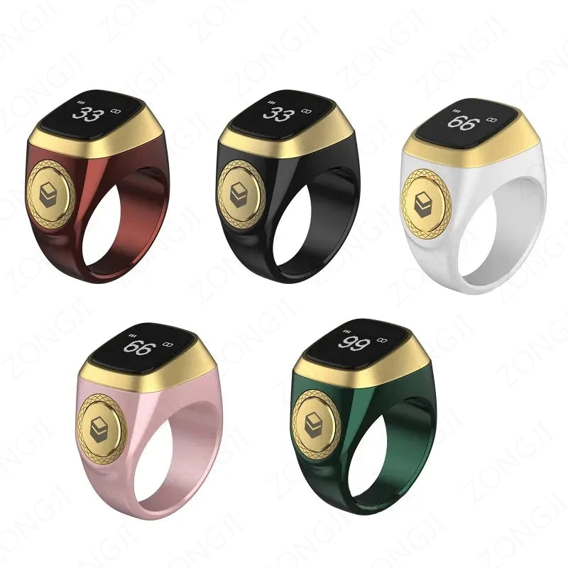 2024 IQibla Smart Zikr Ring Praise Tasbih Tally Electronic Digital Counter for Muslims Prayer Time Vibration Reminder Waterproof