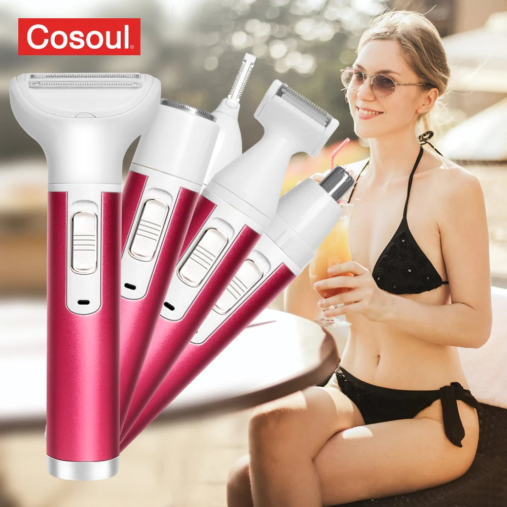 5 in 1 Body Hair Removal Epilator Armpit Hair Bikini Hair Leg Hair Pubic Hair Electric Razor Clipper Shaver Women