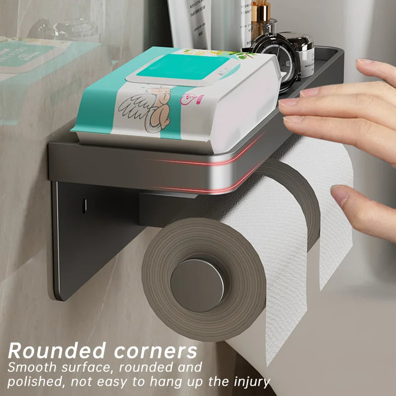 Aluminum alloy Toilet paper holder Toilet Paper Holder Wall-Mounted WC Paper Phone Holder Shelf Towel Roll shelf Accessories