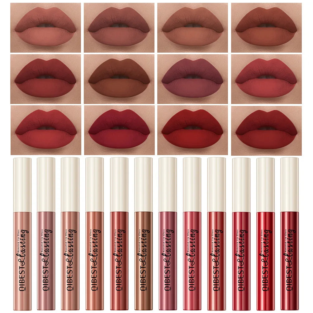 24 Colors Non-Stick Lip Glaze Matte Liquid Lipstick Non-Fade Lip Gloss