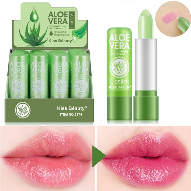 Aloe Vera Color Changing Lipstick Is Not Easy To Fade Lipstick Long Lasting Moisturizing Temperature Color Nourish Lip Balm 1PCS