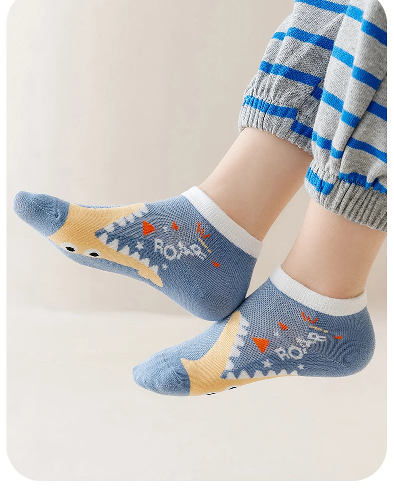 10pairs Children's Socks Thin Cotton Socks Breathable Short Socks Unisex Wear Cute Girls Socks Cartoon Boys Socks