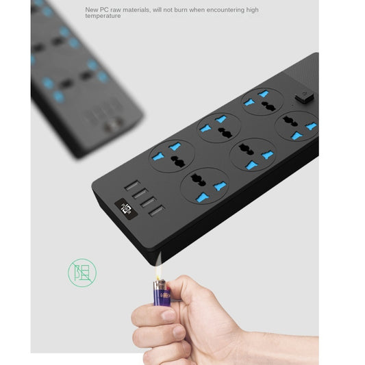 2024 New 3000W Power Strip With Built-in 4USB Interface, 6 Direct Power Sockets, 2M Cable, High-power Strip