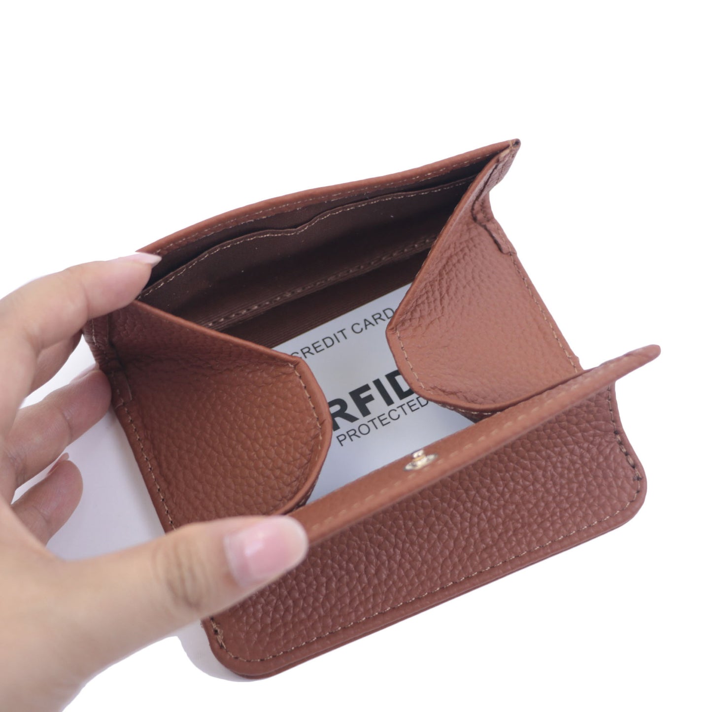 First Layer Cowhide Simple Change Card Holder