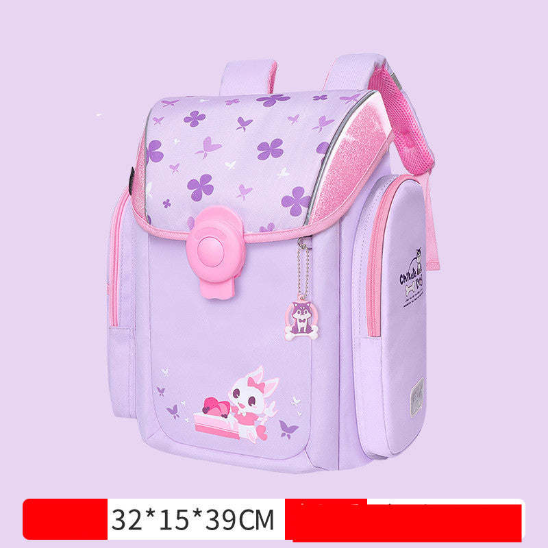 Primary School Students Backpack With Magnetic Buckle And Ridge Protection